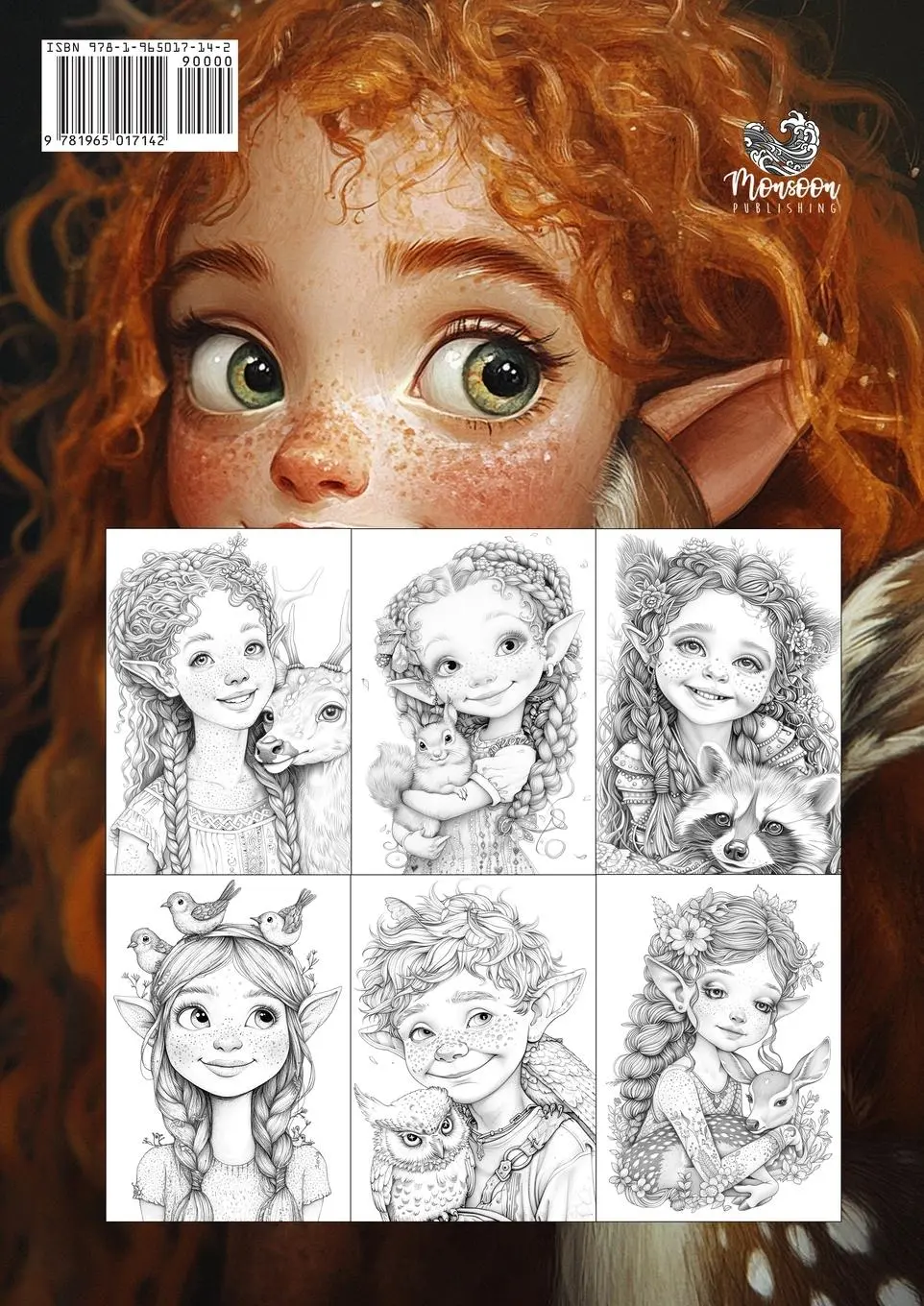 Rückseite: 9781965017142 | Elven and Animals Coloring Book for Adults | Monsoon Publishing | Buch