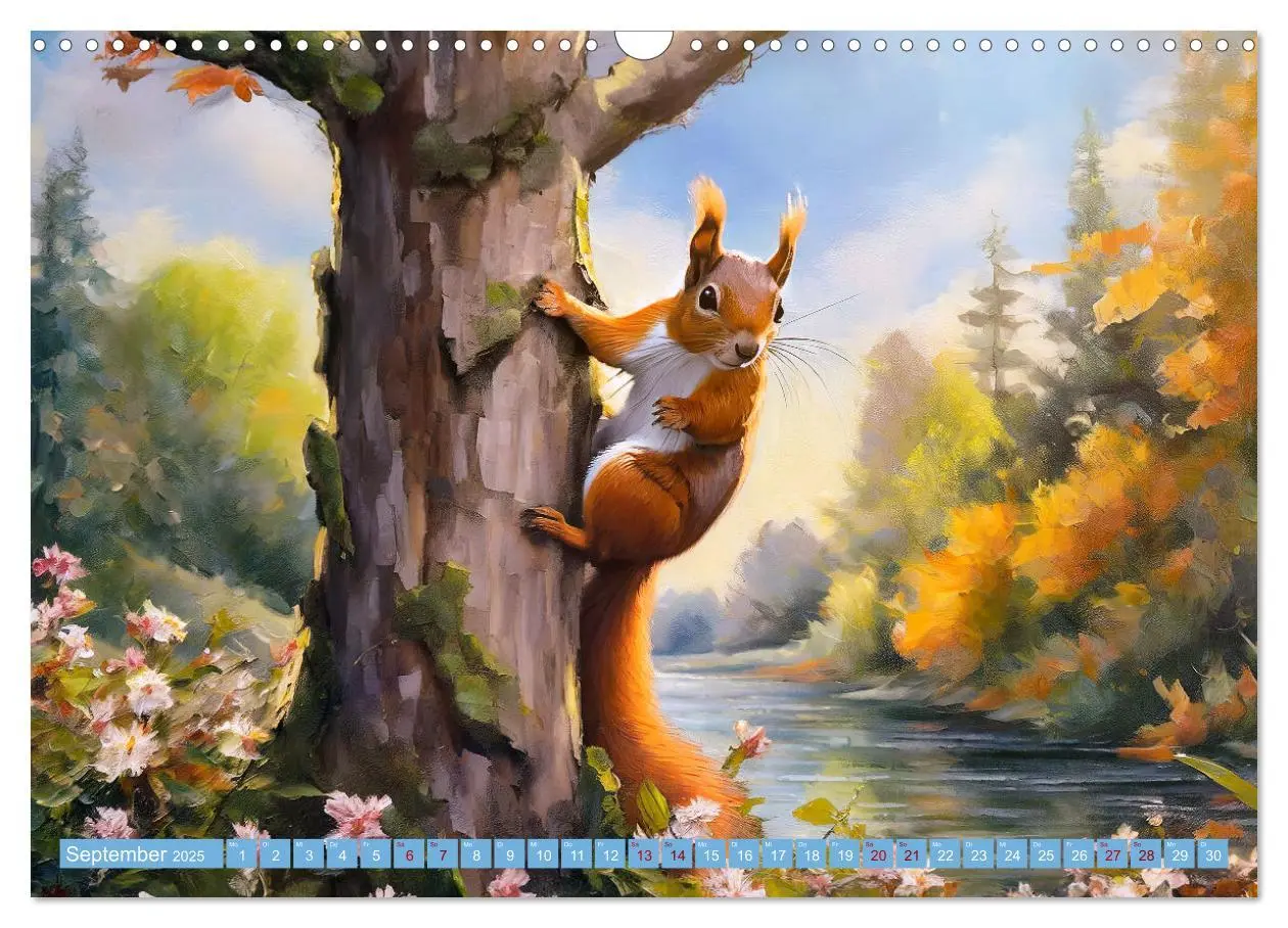 Bild: 9783383837142 | Der Eichhörnchen-Kalender (Wandkalender 2025 DIN A3 quer), CALVENDO...