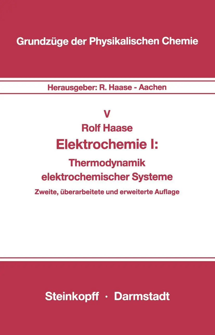 Cover: 9783798507142 | Elektrochemie I | Thermodynamik elektrochemischer Systeme | R. Haase