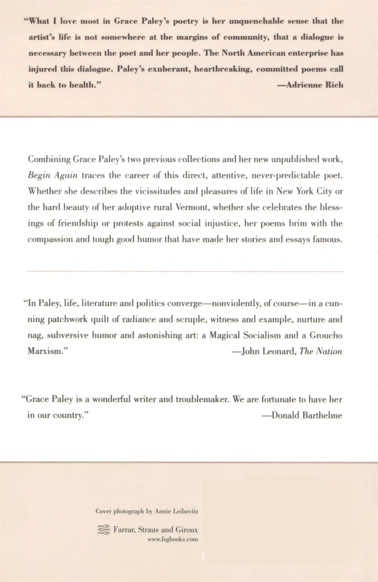 Rückseite: 9780374527242 | Begin Again | Grace Paley | Taschenbuch | Kartoniert / Broschiert