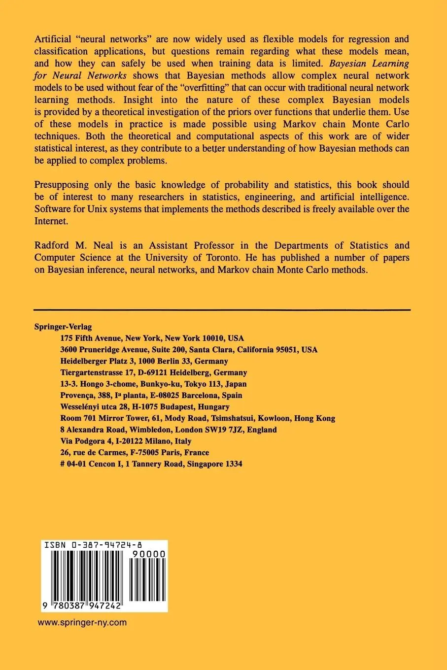 Rückseite: 9780387947242 | Bayesian Learning for Neural Networks | Radford M. Neal | Taschenbuch