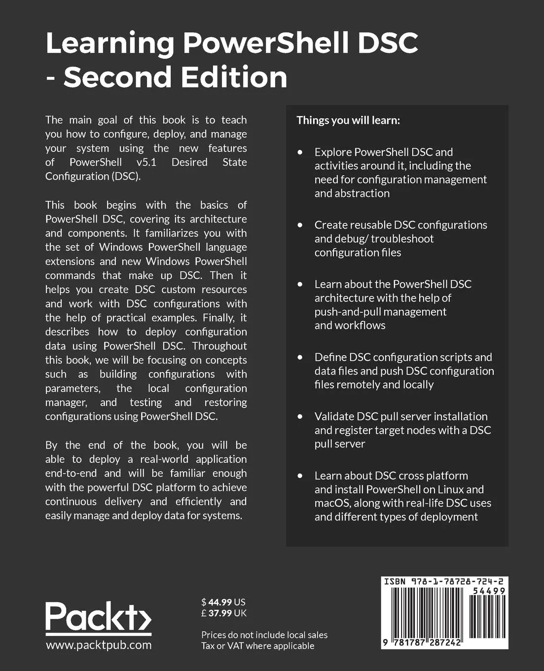 Rückseite: 9781787287242 | Learning PowerShell DSC - Second Edition | James Pogran | Taschenbuch