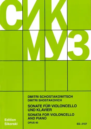 Cover: 9790003017242 | Sonate Op.40 | Dimitri Shostakovich | Buch | 1987 | Sikorski Edition