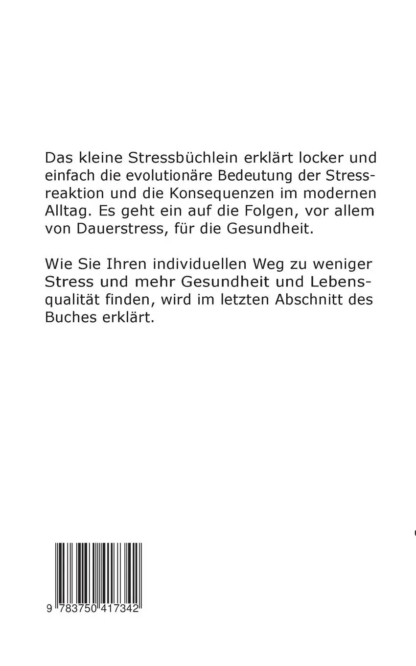 Rückseite: 9783750417342 | Das kleine Stress-Büchlein | Marten Van Den Berg | Taschenbuch | 72 S.