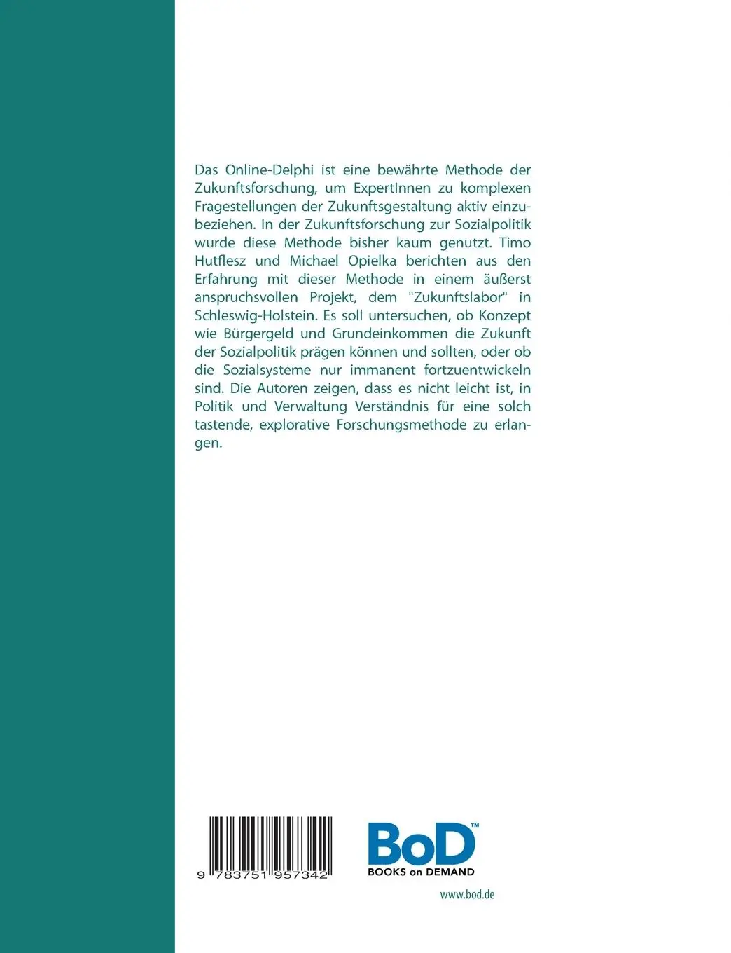 Rückseite: 9783751957342 | Online-Delphi in der Zukunftsforschung zur Sozialpolitik | Taschenbuch