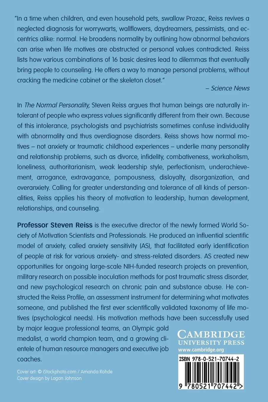 Rückseite: 9780521707442 | The Normal Personality | A New Way of Thinking about People | Reiss