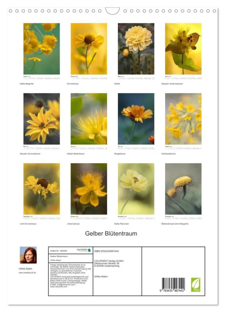 Bild: 9783435997442 | Gelber Blütentraum (Wandkalender 2025 DIN A3 hoch), CALVENDO...