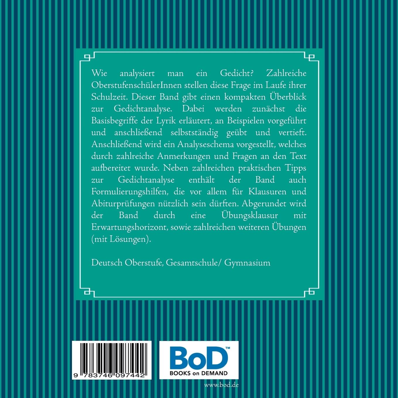 Rückseite: 9783746097442 | Wie analysiert man ein Gedicht? | Deutsch Oberstufe. | Niklas Discher