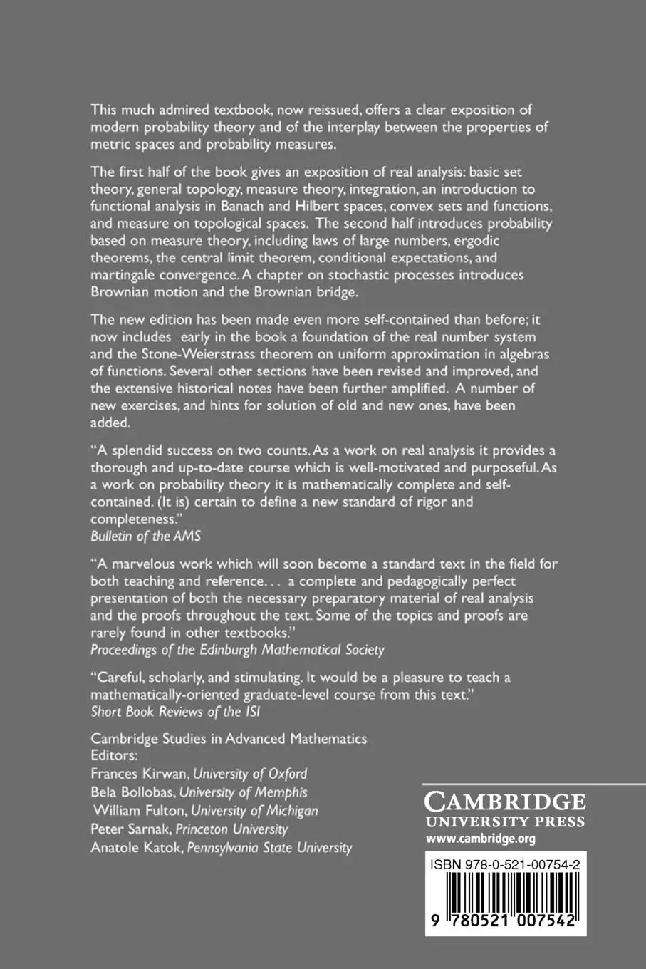 Rückseite: 9780521007542 | Real Analysis and Probability | R. M. Dudley | Taschenbuch | Paperback