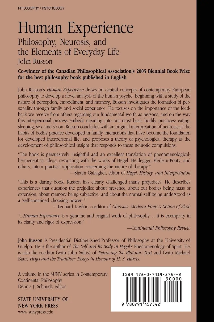 Rückseite: 9780791457542 | Human Experience | John Russon | Taschenbuch | Englisch | 2003