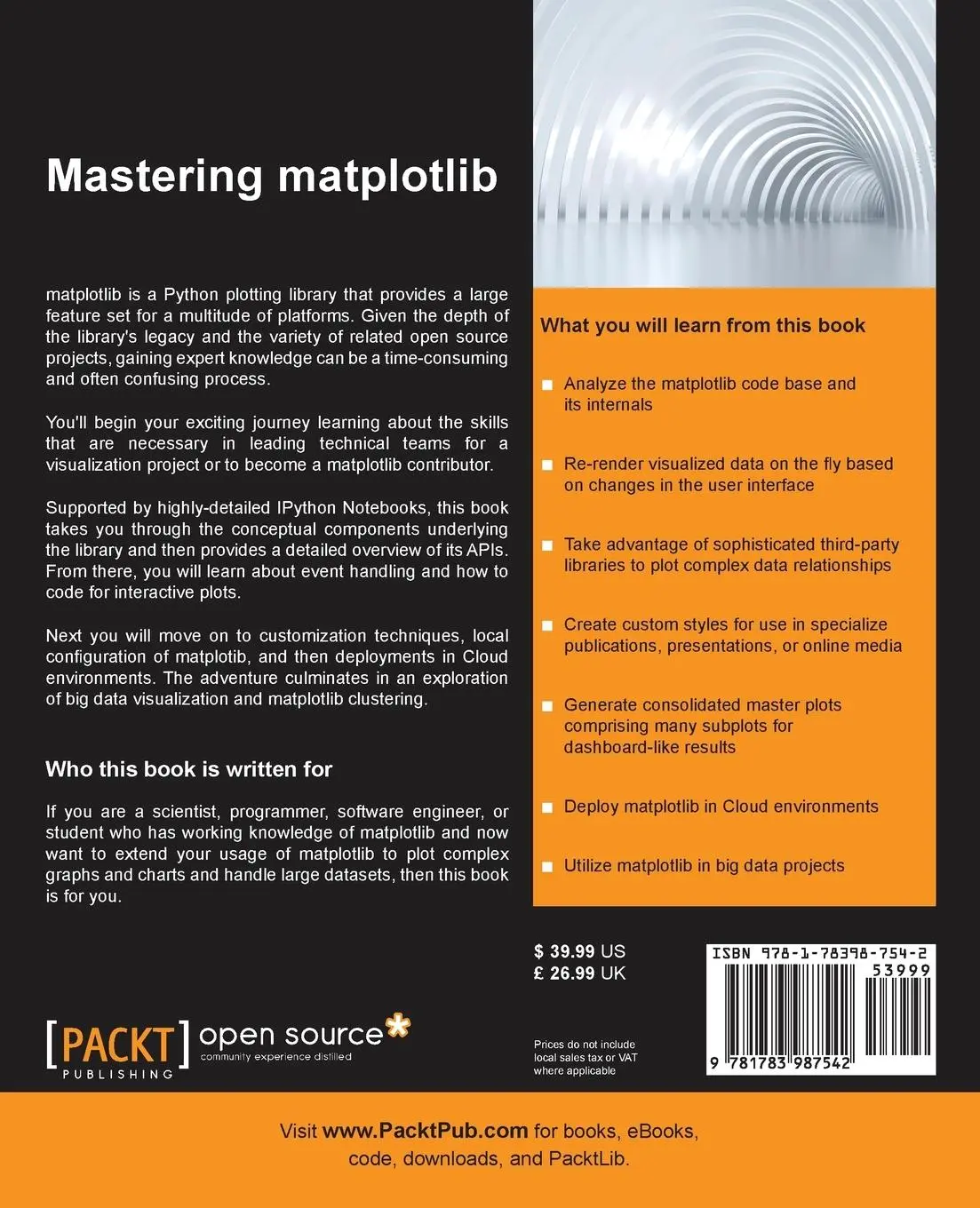 Rückseite: 9781783987542 | Mastering matplotlib | Duncan McGreggor | Taschenbuch | Englisch