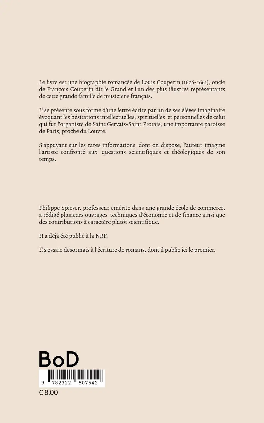 Rückseite: 9782322507542 | L'ultime tentation de Louis Couperin | Philippe Spieser | Taschenbuch
