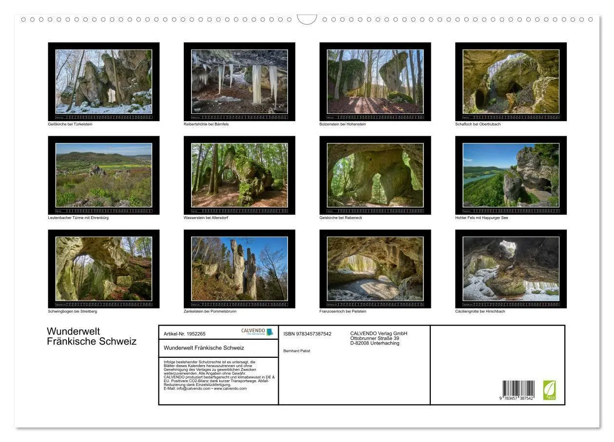 Bild: 9783457387542 | Wunderwelt Fränkische Schweiz (Wandkalender 2026 DIN A2 quer),...