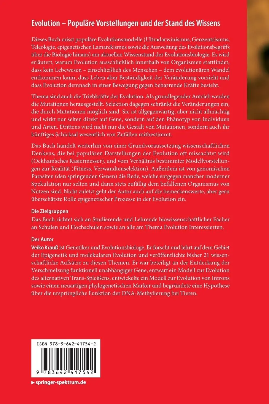 Rückseite: 9783642417542 | Gene, Zufall, Selektion | Veiko Krauß | Taschenbuch | x | Deutsch