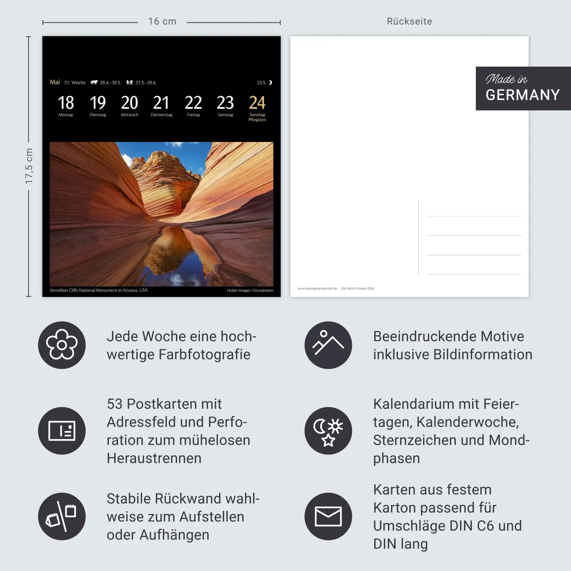 Bild: 9783840037542 | Die Welt in Farben Postkartenkalender 2026 - Kalender mit 53...