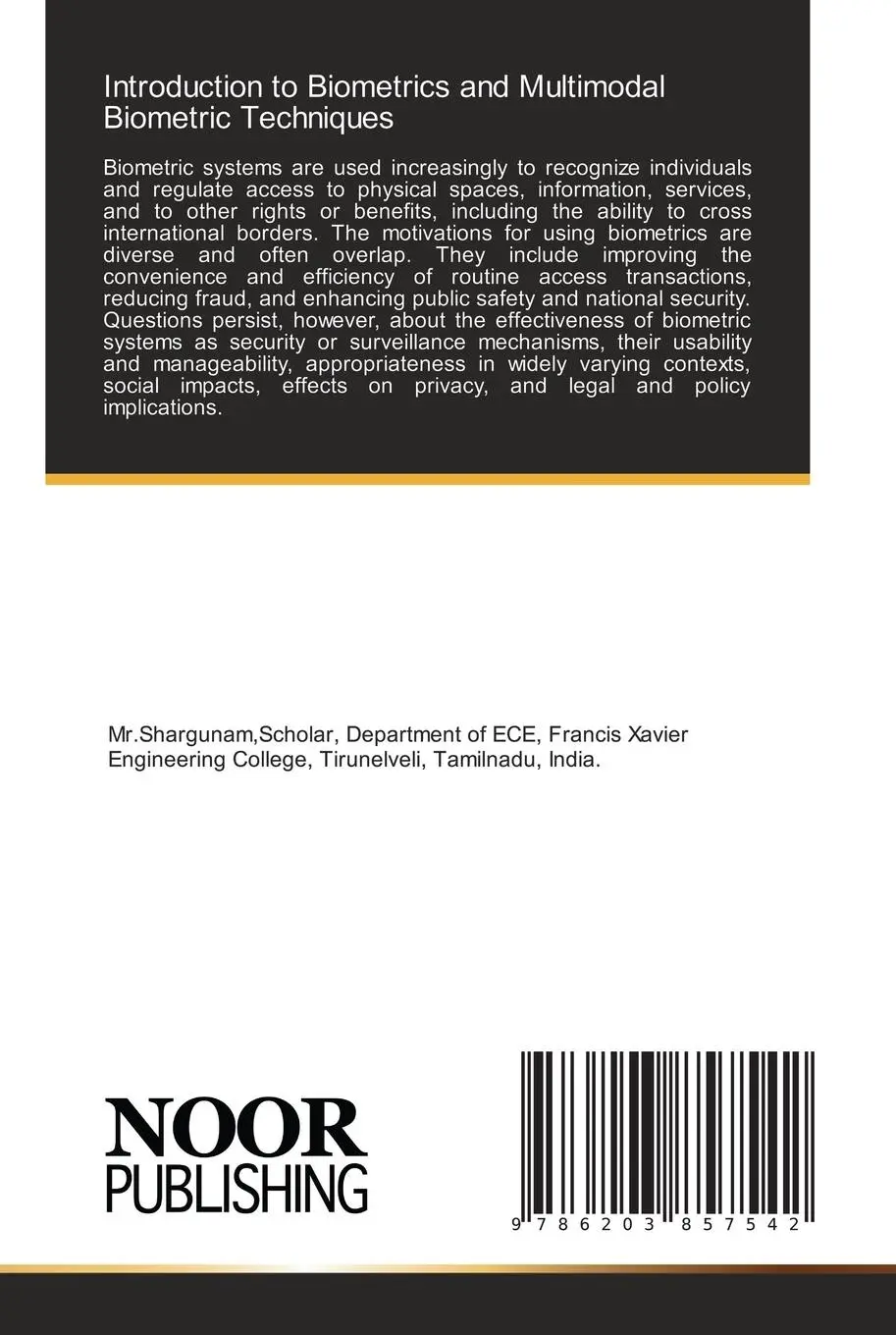 Rückseite: 9786203857542 | Introduction to Biometrics and Multimodal Biometric Techniques | Buch