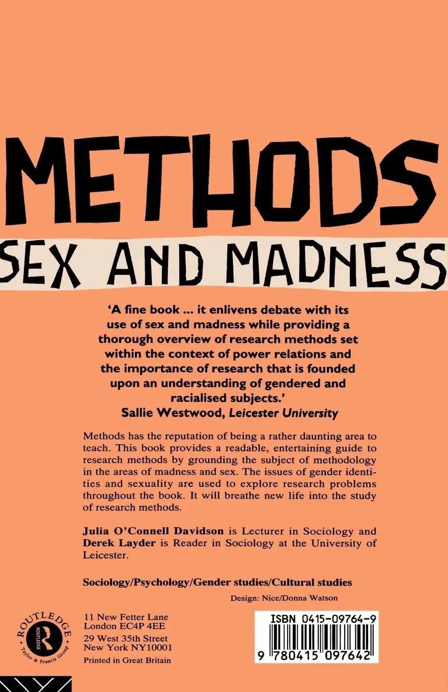 Rückseite: 9780415097642 | Methods, Sex and Madness | Derek Layder (u. a.) | Taschenbuch | 1994