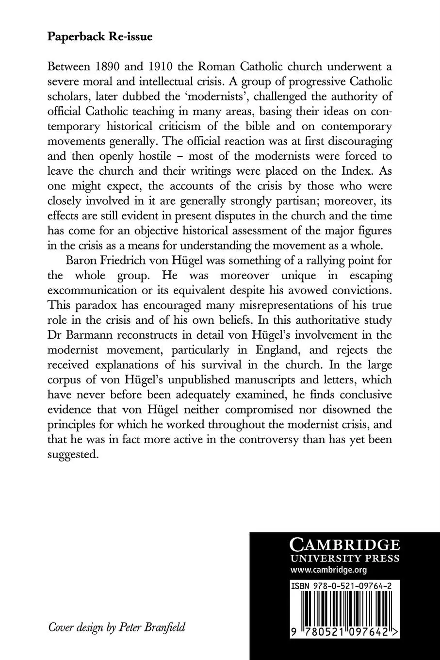 Rückseite: 9780521097642 | Baron Friedrich Von Hugel and the Modernist Crisis in England | Buch