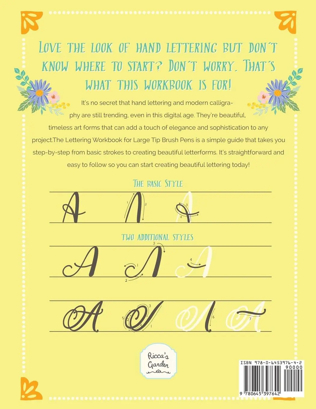Rückseite: 9780645397642 | The Lettering Workbook for Large Tip Brush Pen | Ricca's Garden | Buch