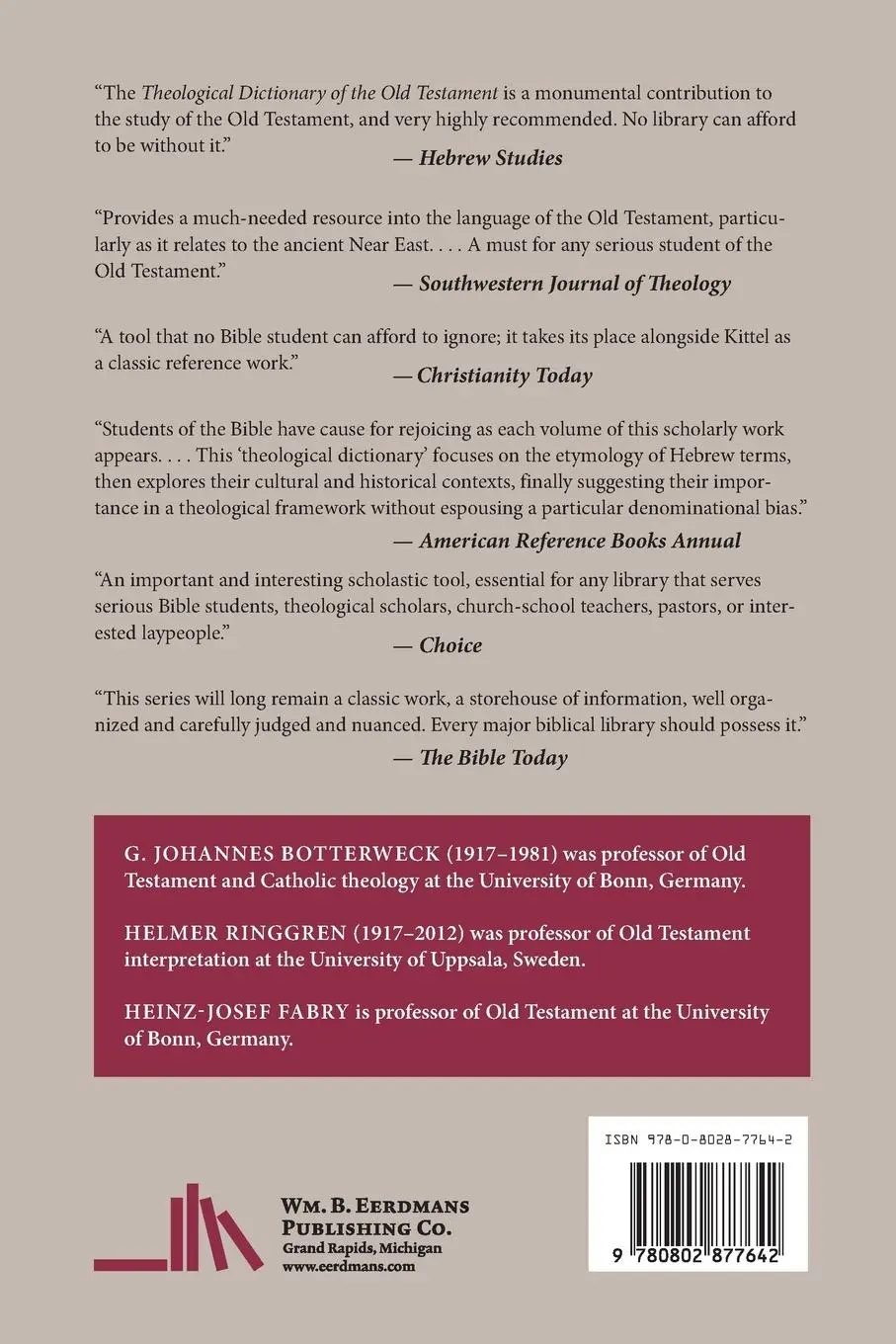 Rückseite: 9780802877642 | Theological Dictionary of the Old Testament, Volume XIII | Taschenbuch