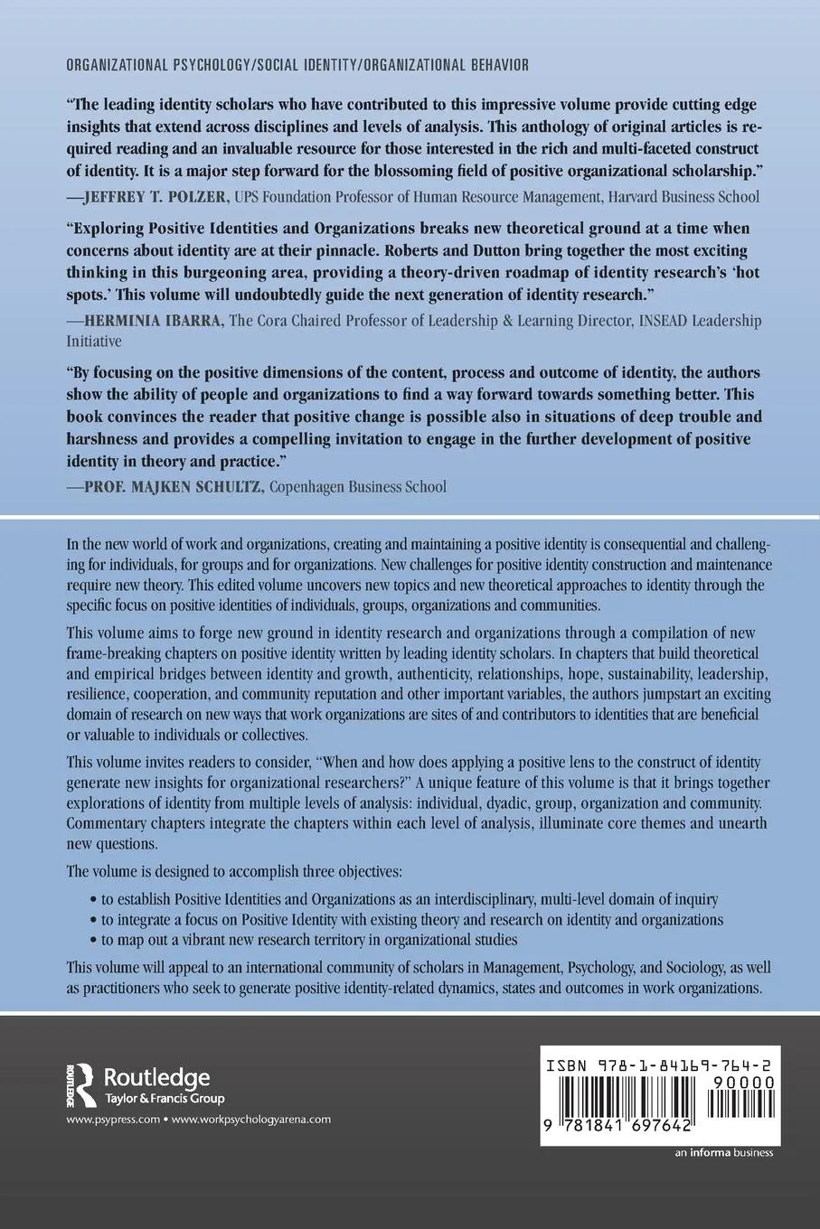 Rückseite: 9781841697642 | Exploring Positive Identities and Organizations | Roberts (u. a.)