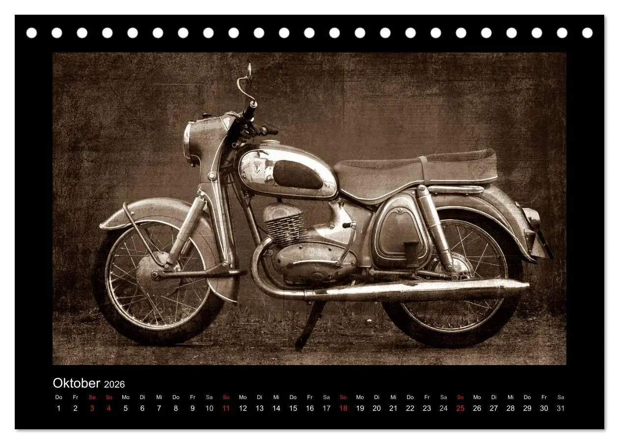 Bild: 9783516227642 | Motorrad Oldtimer (Tischkalender 2026 DIN A5 quer), CALVENDO...