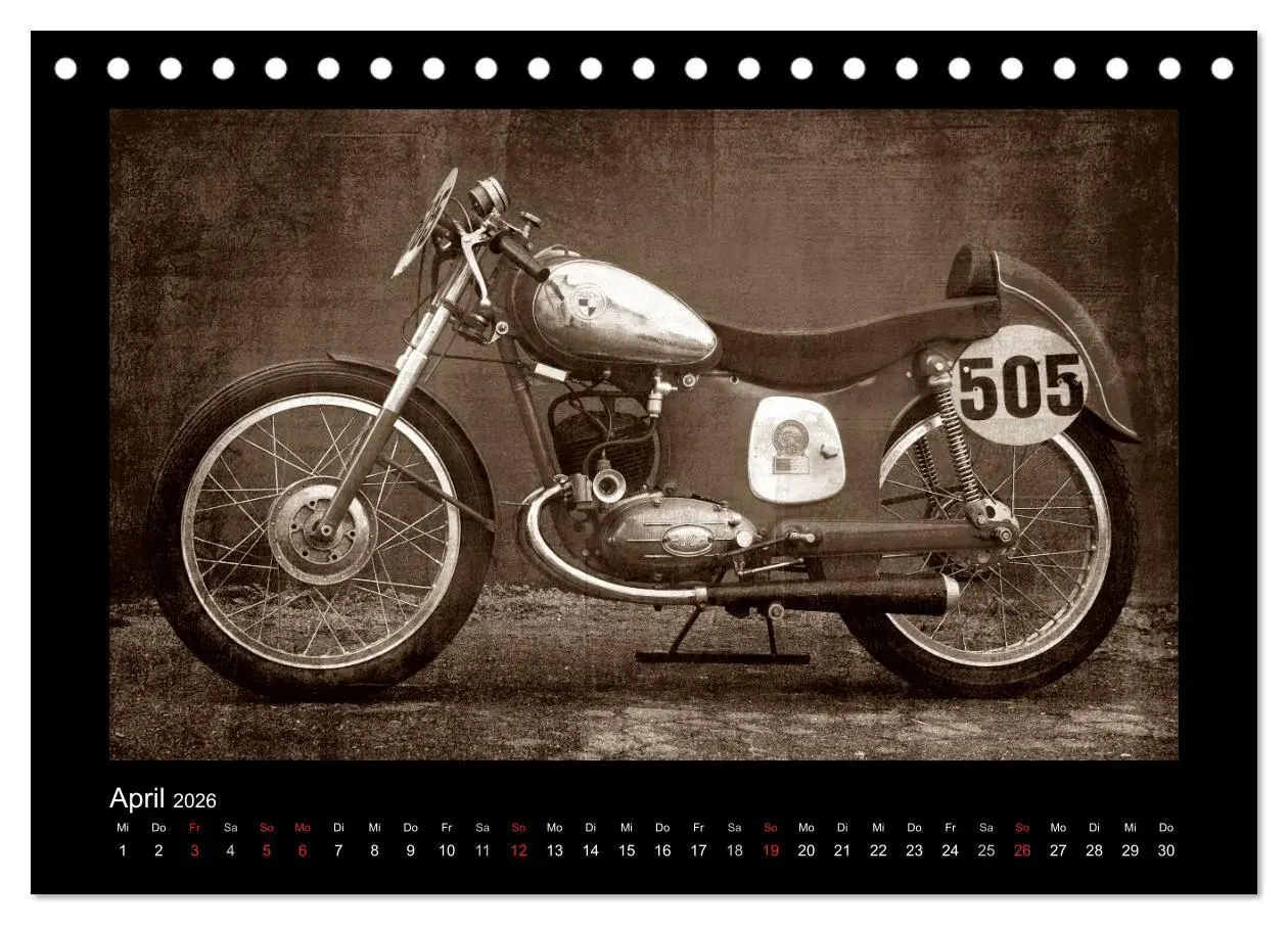 Bild: 9783516227642 | Motorrad Oldtimer (Tischkalender 2026 DIN A5 quer), CALVENDO...