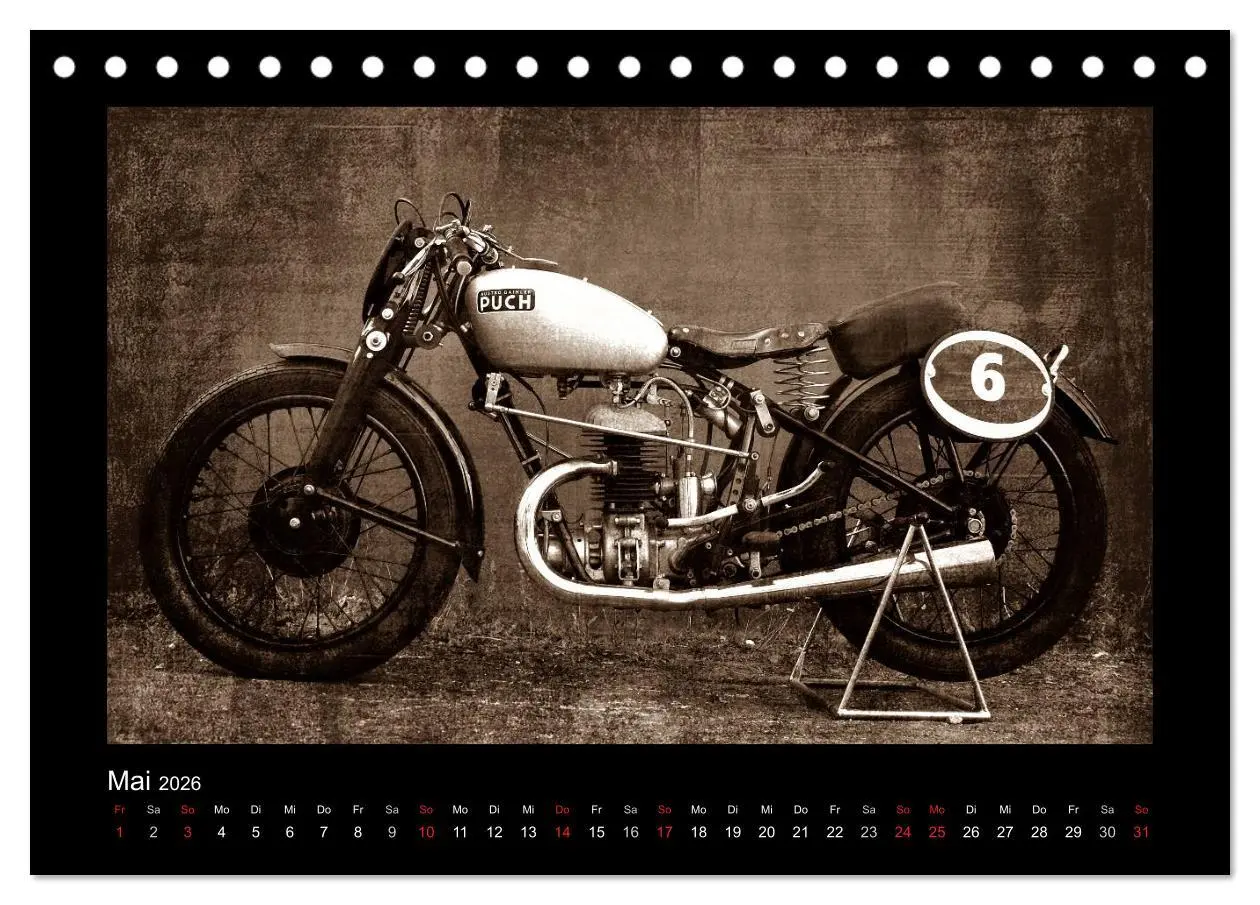 Bild: 9783516227642 | Motorrad Oldtimer (Tischkalender 2026 DIN A5 quer), CALVENDO...