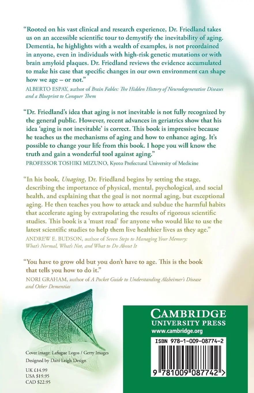 Rückseite: 9781009087742 | Unaging | The Four Factors that Impact How You Age | Friedland | Buch