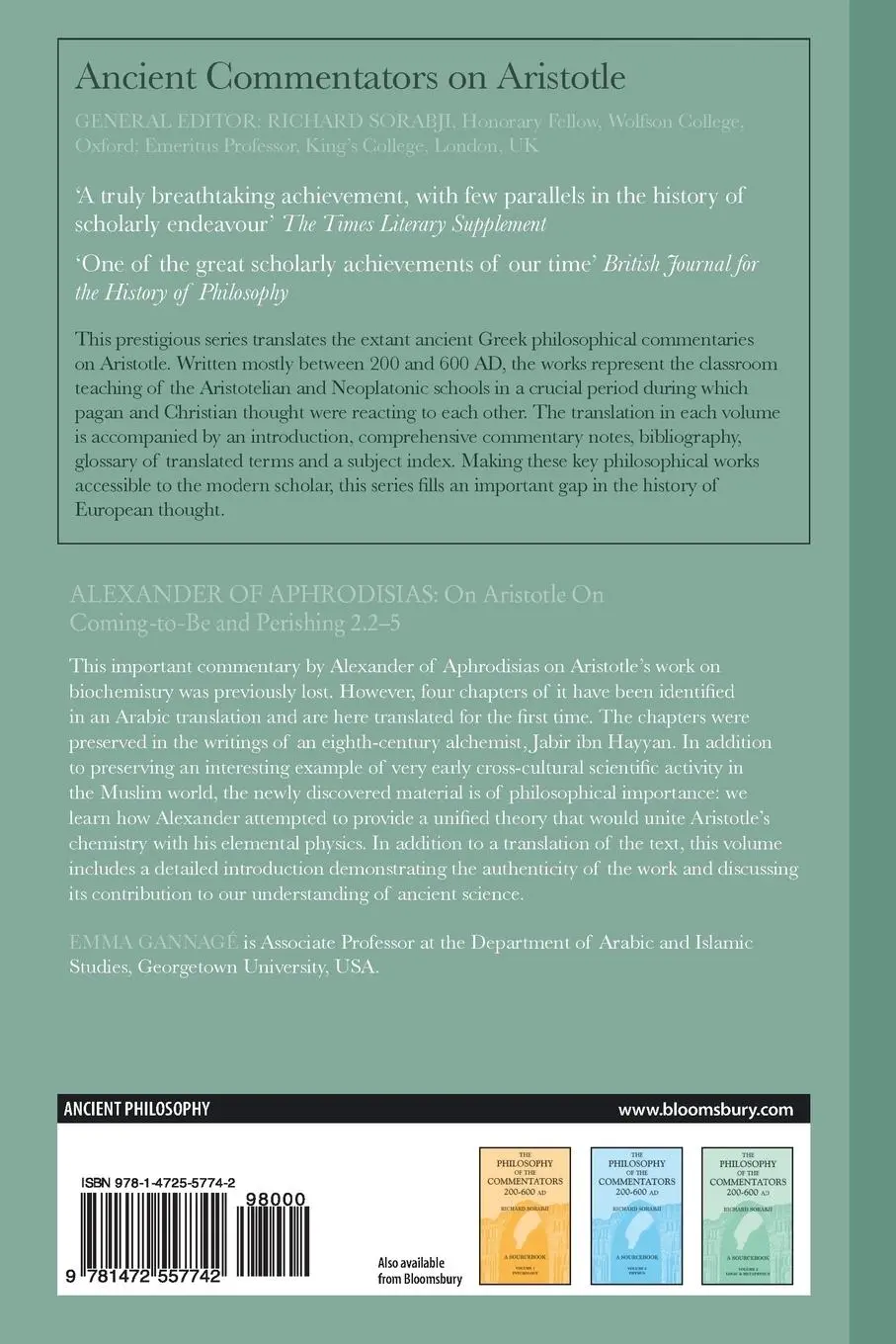 Rückseite: 9781472557742 | Alexander of Aphrodisias | Alexander Of Aphrodisias | Taschenbuch