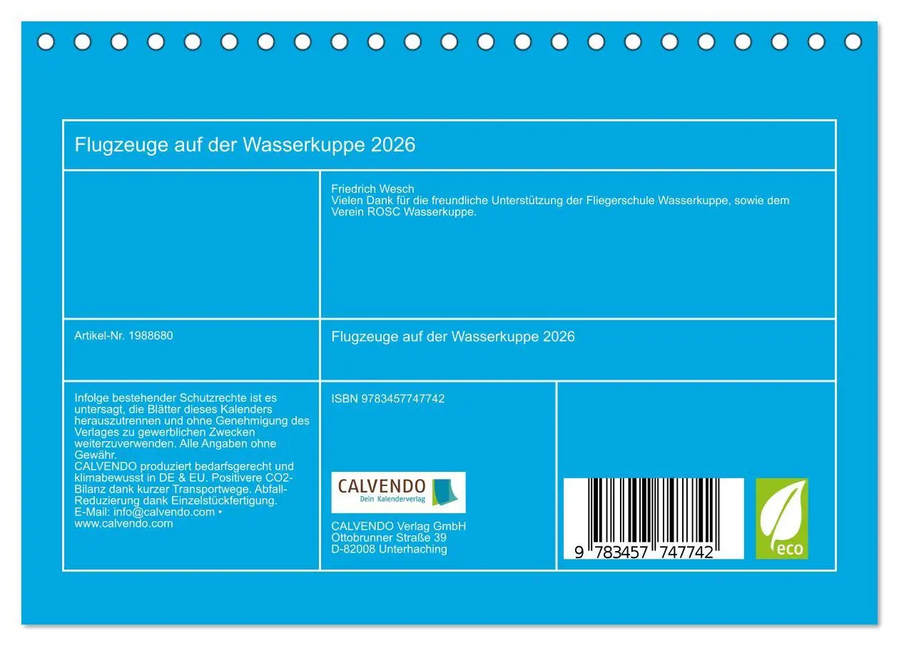 Bild: 9783457747742 | Flugzeuge auf der Wasserkuppe 2026 (Tischkalender 2026 DIN A5...