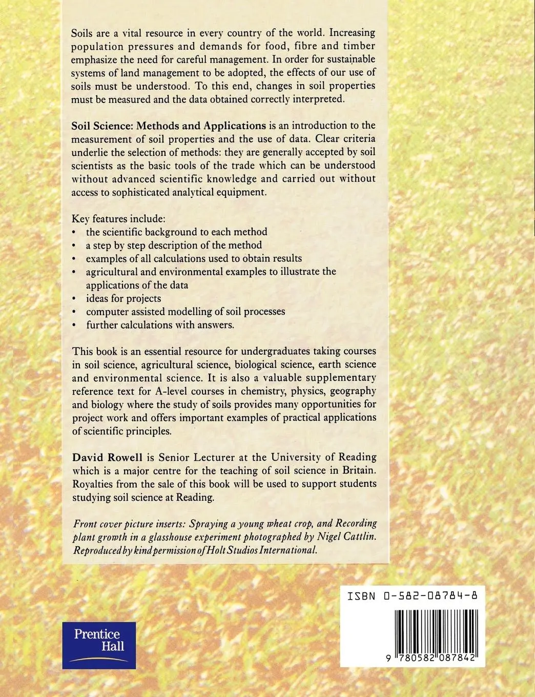 Rückseite: 9780582087842 | Soil Science | Methods &amp; Applications | David L. Rowell | Taschenbuch