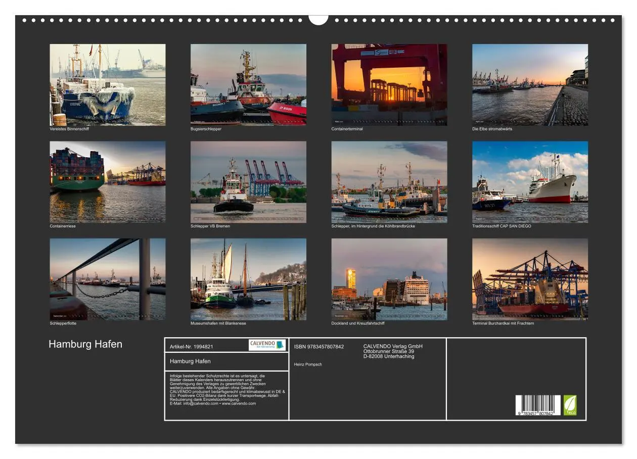 Bild: 9783457807842 | Hamburg Hafen (Wandkalender 2026 DIN A2 quer), CALVENDO Monatskalender