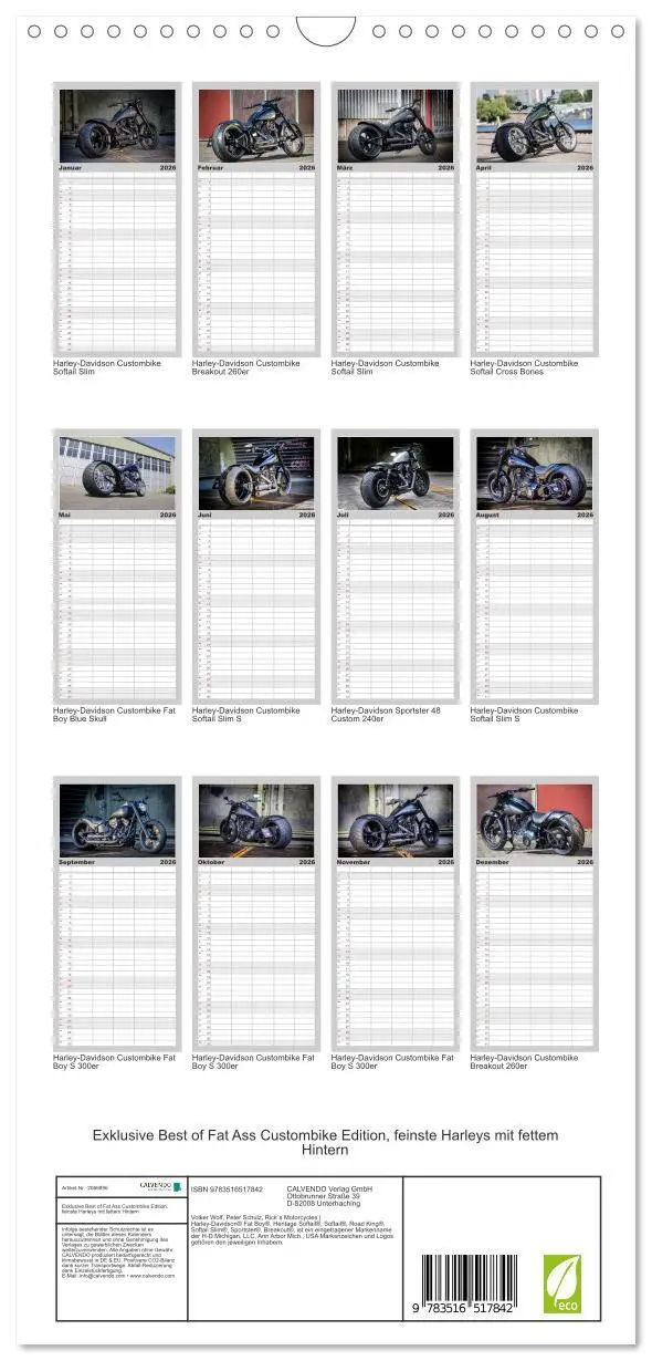 Bild: 9783516517842 | Familienplaner 2026 - Exklusive Best of Fat Ass Custombike Edition,...