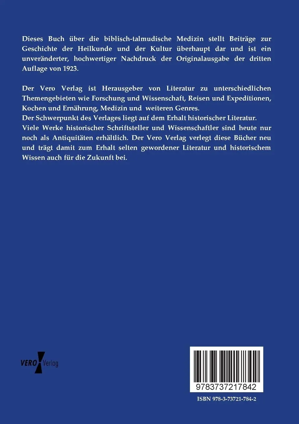 Rückseite: 9783737217842 | Biblisch-talmudische Medizin | Julius Preuss | Taschenbuch | 752 S.
