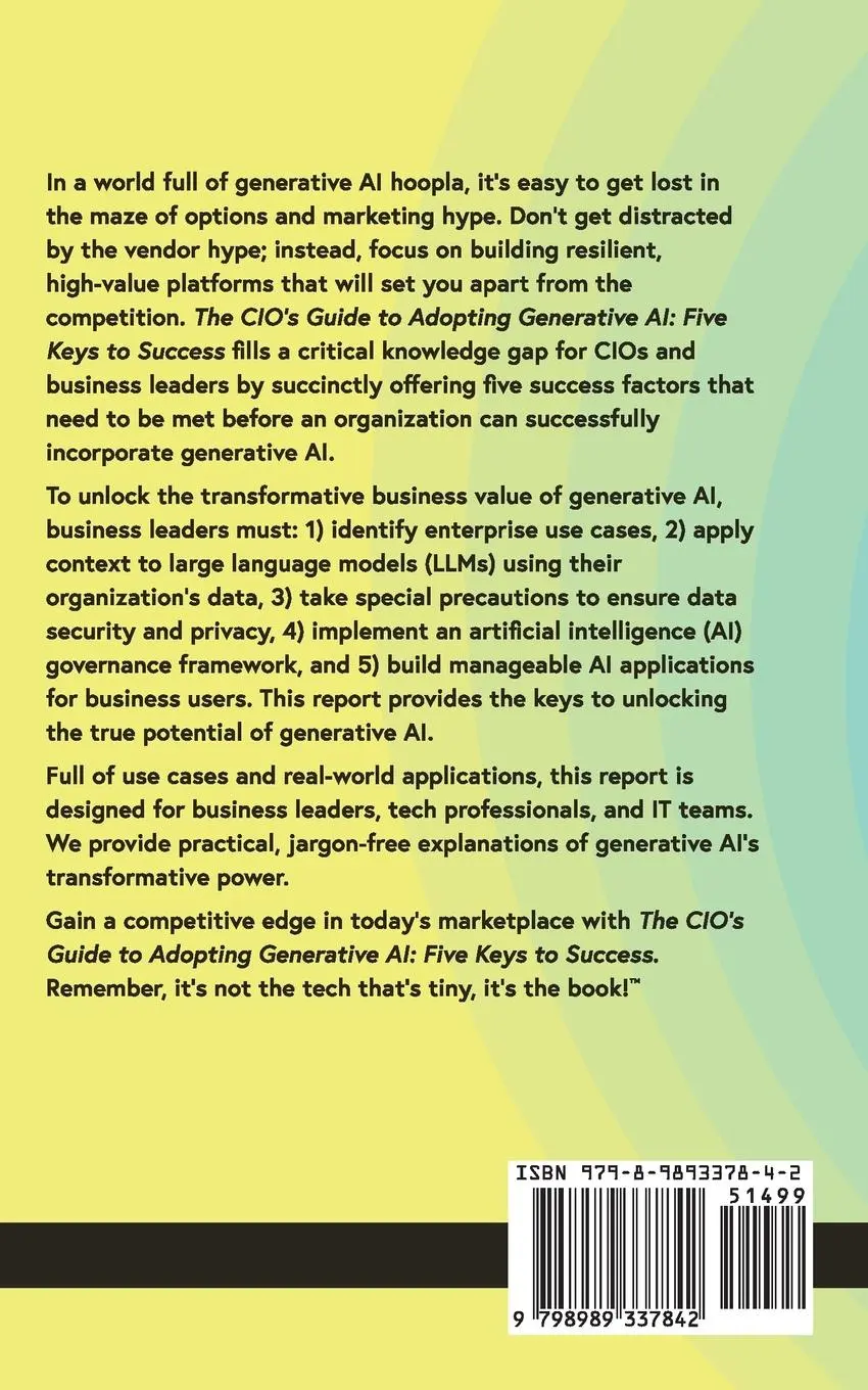 Rückseite: 9798989337842 | The CIO's Guide to Adopting Generative AI | Five Keys to Success