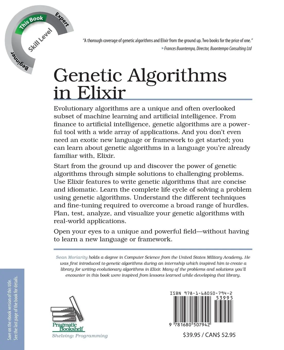 Rückseite: 9781680507942 | Genetic Algorithms in Elixir | Sean Moriarity | Taschenbuch | Englisch