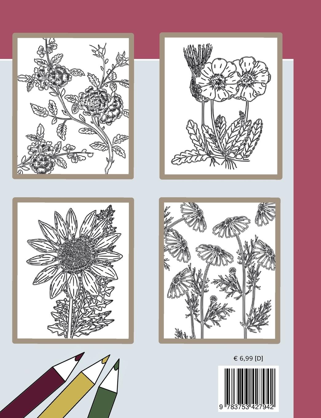 Rückseite: 9783753427942 | Klassik Art Malbuch für Erwachsene und Kinder ab 8 Jahren - Blumen