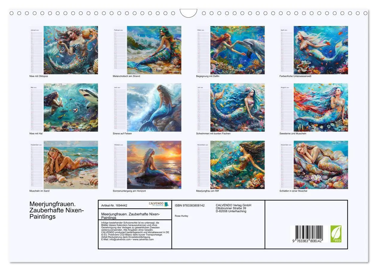Bild: 9783383808142 | Meerjungfrauen. Zauberhafte Nixen-Paintings (Wandkalender 2025 DIN...