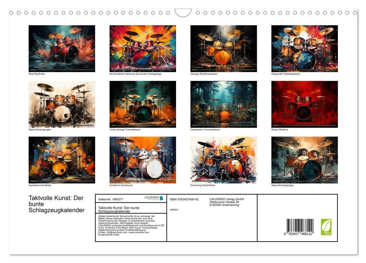 Bild: 9783457468142 | Taktvolle Kunst: Der bunte Schlagzeugkalender (Wandkalender 2026...