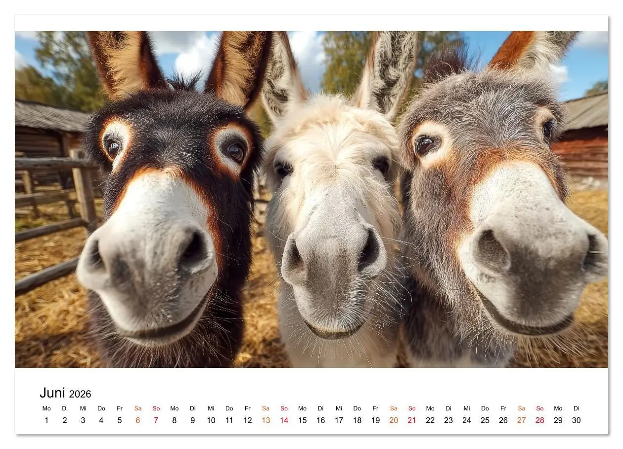 Bild: 9783516628142 | Esel - sanfte Seelen, große Ohren (Wandkalender 2026 DIN A3 quer),...