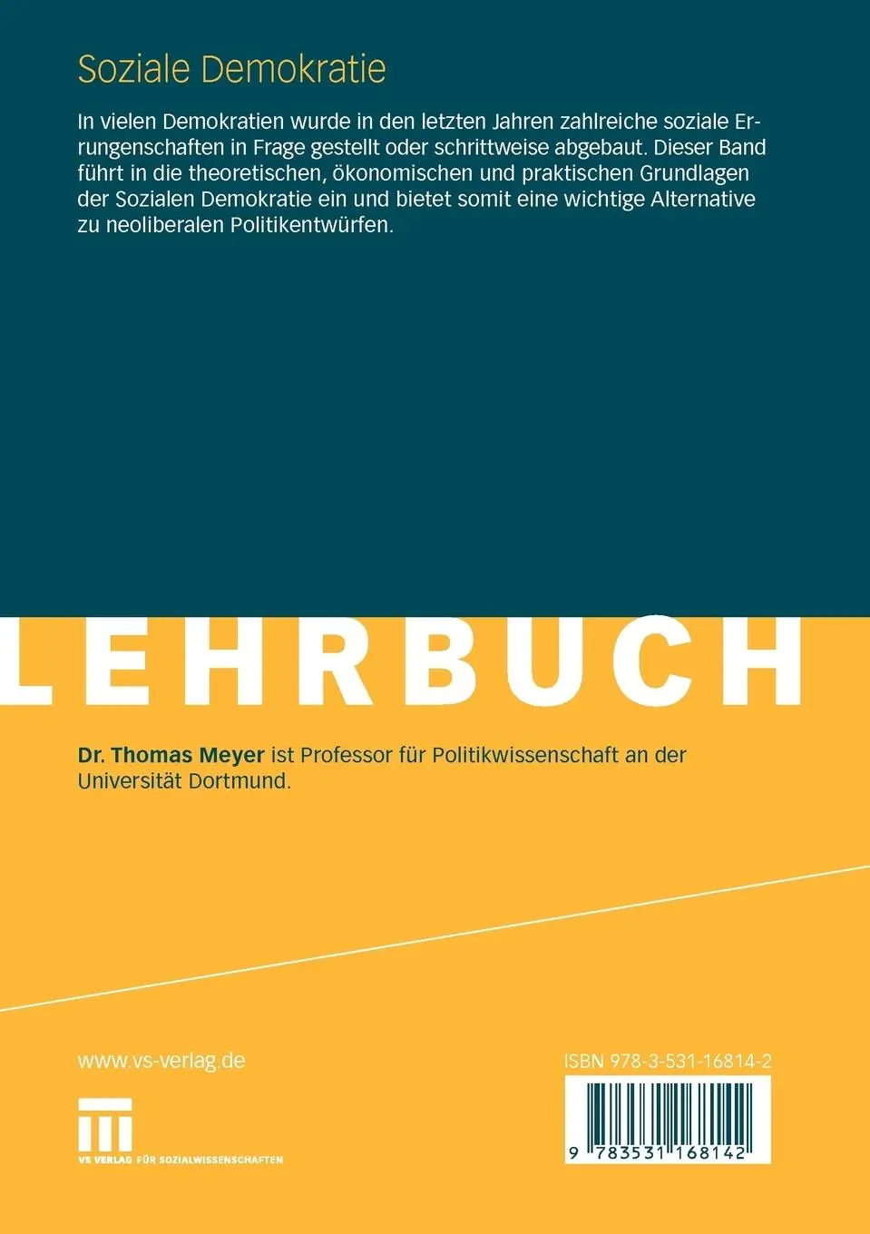 Rückseite: 9783531168142 | Soziale Demokratie | Eine Einführung | Thomas Meyer | Taschenbuch