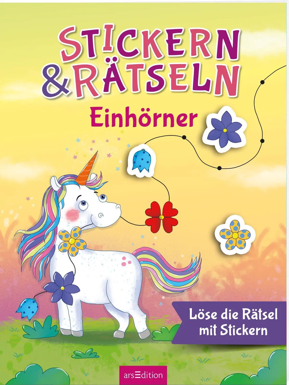 Cover: 9783845858142 | Stickern &amp; Rätseln - Einhörner | Löse die Rätsel mit Stickern | Sauter