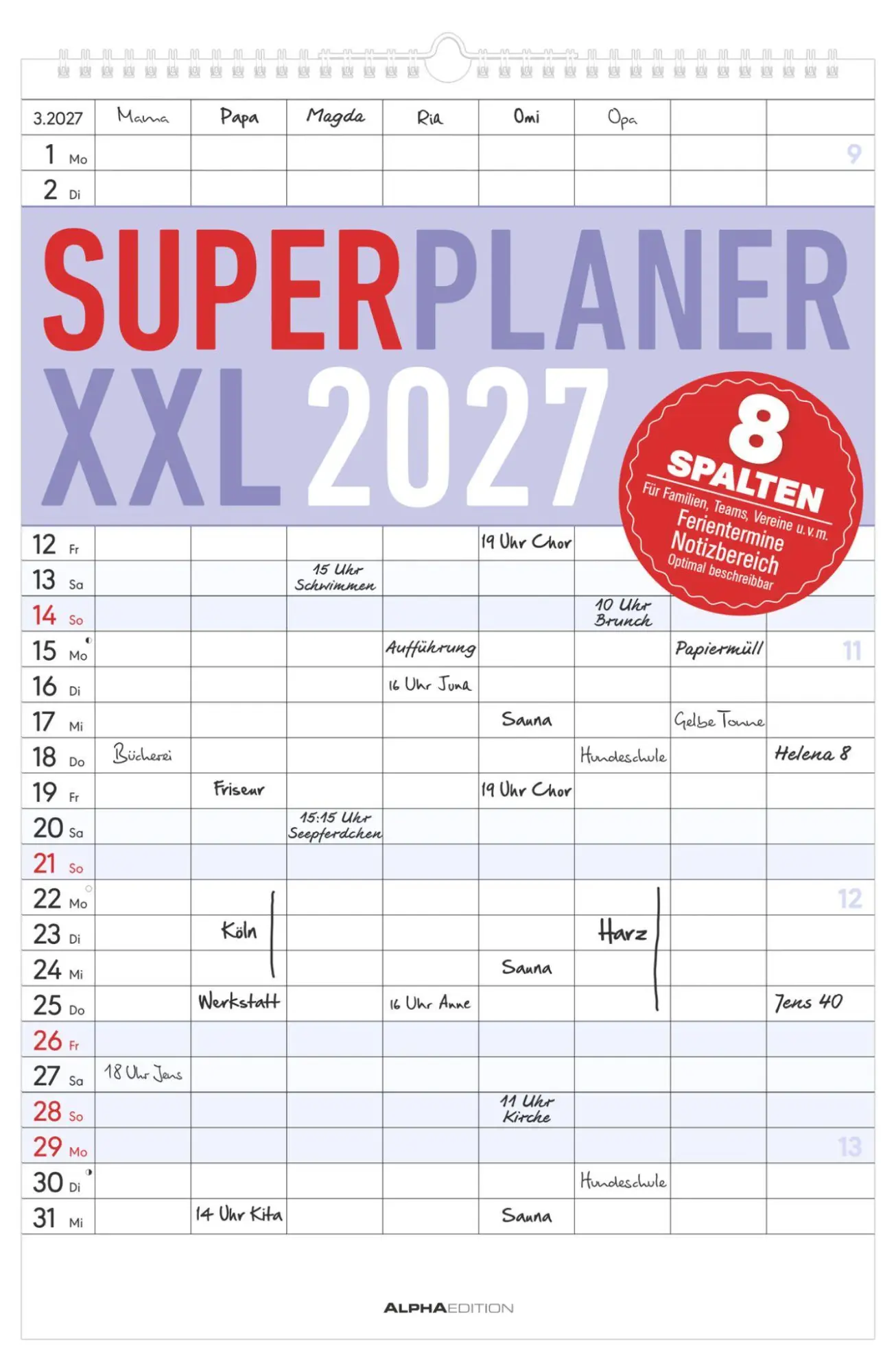 Cover: 4069095018242 | Superplaner XXL 8 Spalten 2027 | Neumann Verlage GmbH &amp; Co KG | 14 S.
