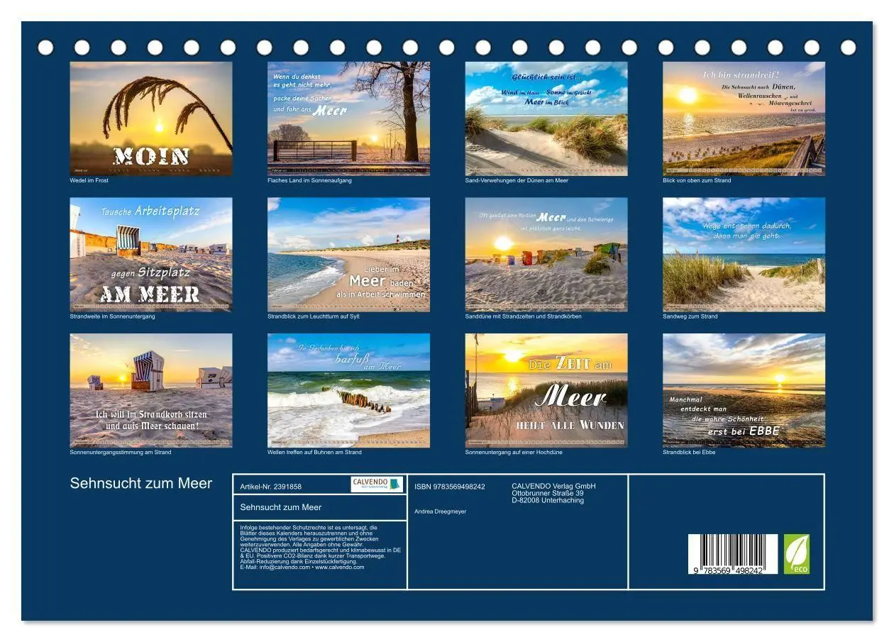 Bild: 9783569498242 | Sehnsucht zum Meer (Tischkalender 2027 DIN A5 quer), CALVENDO...
