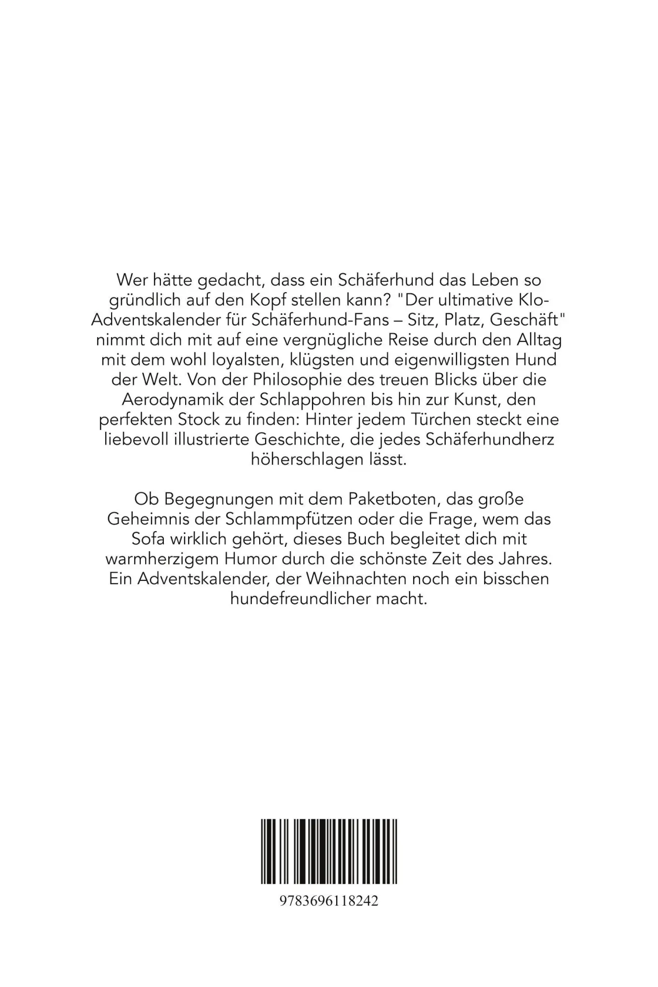 Rückseite: 9783696118242 | Der ultimative Klo-Adventskalender für Schäferhund-Fans | Schröder