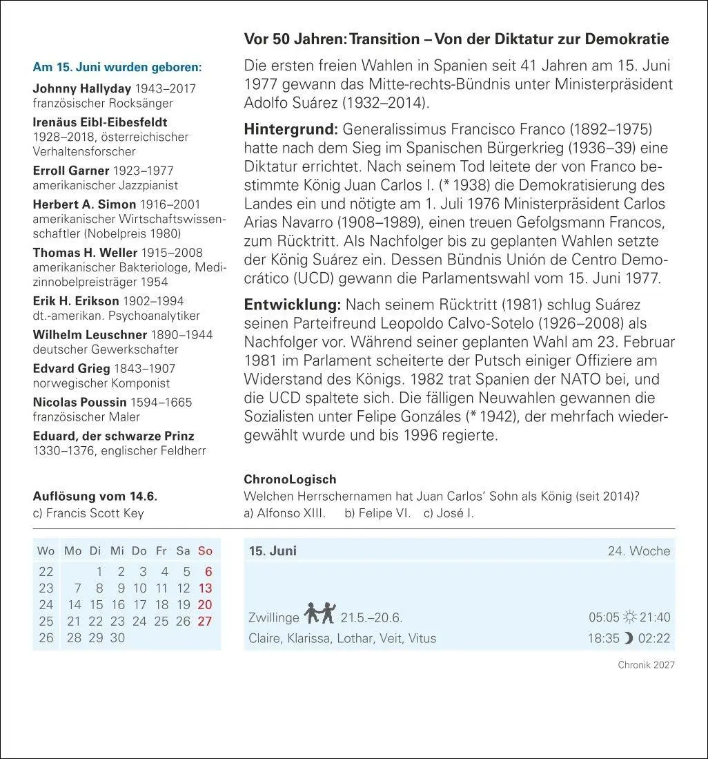 Bild: 9783840038242 | Chronik Tagesabreißkalender 2027 - Kulturkalender - Personen,...