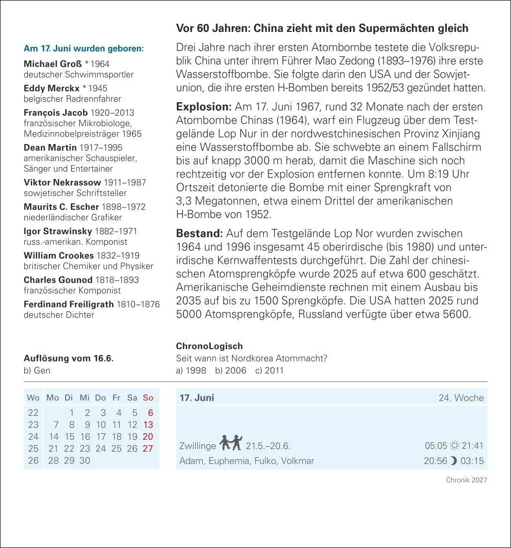 Bild: 9783840038242 | Chronik Tagesabreißkalender 2027 - Kulturkalender - Personen,...