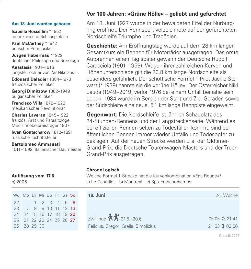 Bild: 9783840038242 | Chronik Tagesabreißkalender 2027 - Kulturkalender - Personen,...