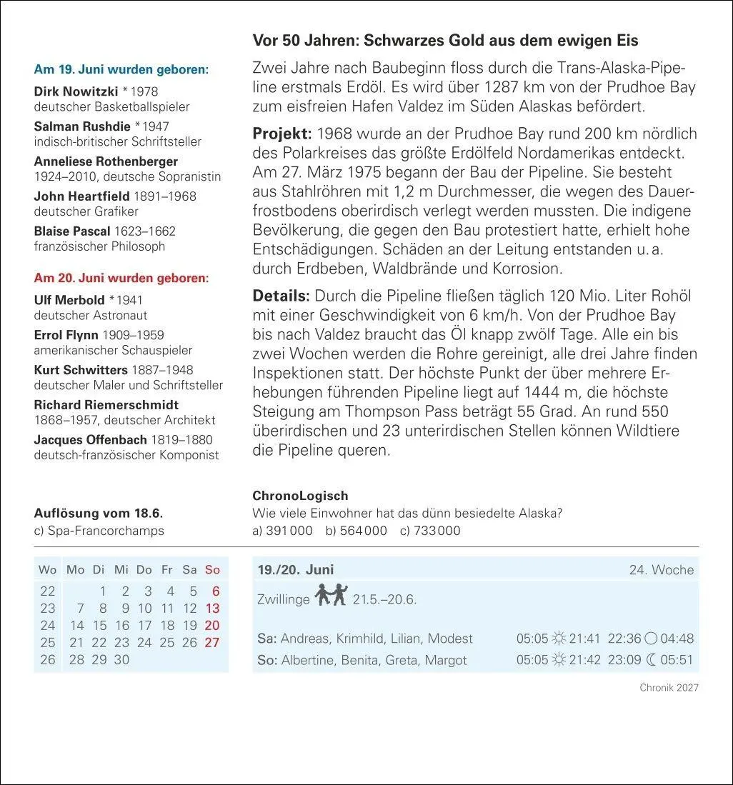 Bild: 9783840038242 | Chronik Tagesabreißkalender 2027 - Kulturkalender - Personen,...